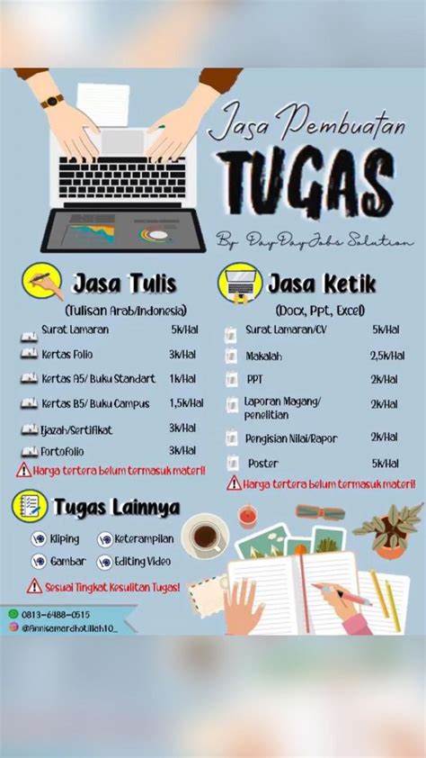 Contoh Pamflet Joki Tugas Buku Poster Surat