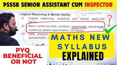 Maths New Syllabus Psssb Labour Inspector Syllabus Senior Assistant