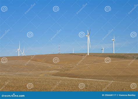 Agricultural Farmlands With Wind Turbines In The Western Cape Province South Africa Stock Image