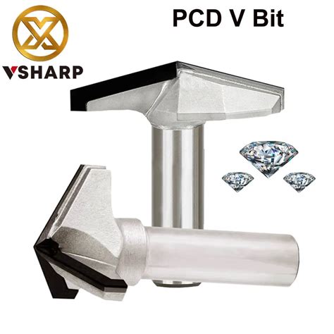 Vsharp Diamante V Tipo Router Bit Para Madeira Shank Moinho Final