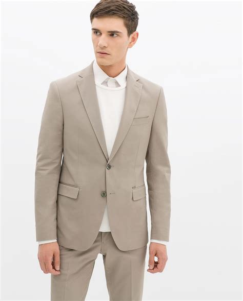 Veste De Costume Beige Homme Zara Fermeleycaut Fr