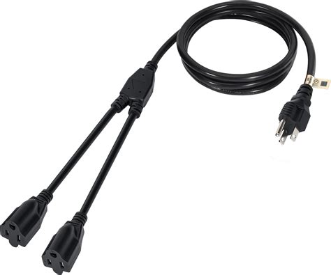 Amazon 2 Way Power Cord Splitter Cable 6 Ft 3 Prong 1 To 2