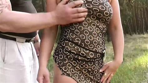 A Horny Brunette Babe From Germany Gets Banged In The Woods By Two Hard Cocks Xhamster