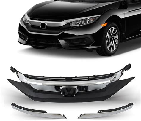 Amazon PartsFlow Front Bumper Grille Upper Grill With Chrome Trim