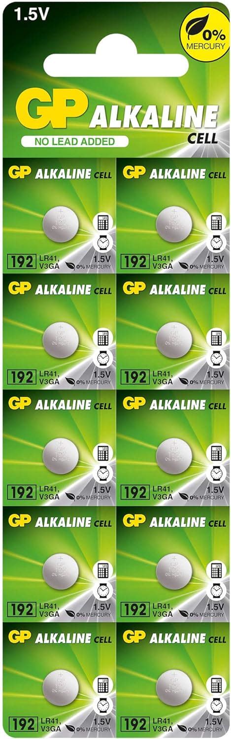 Gp Batteries Alkaline Lr41 Button Cell Chrome Black Red Pack Of 10 Health