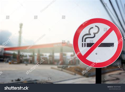 No Smoking Sign Gas Station Blurred Stock Photo 1804970485 | Shutterstock