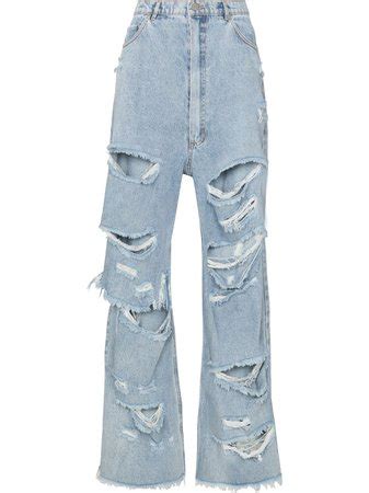 Amiri Amiri Distressed High Rise Wide Leg Jeans Farfetch Shoplook