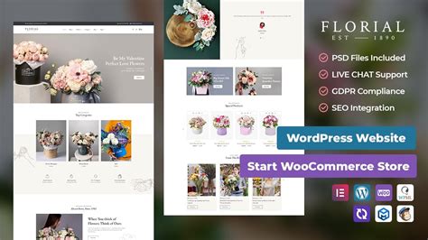 Florial Tema premium de WooCommerce para tiendas de floristería