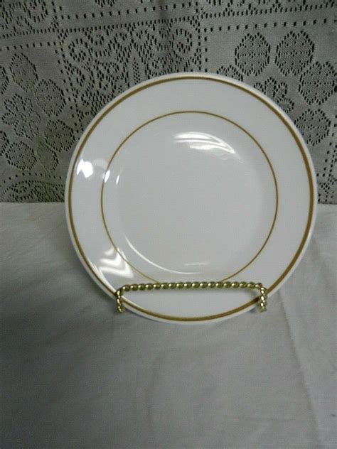 Arcopal Restaurant 6 Plate Whitebrown Stripe France Ebay