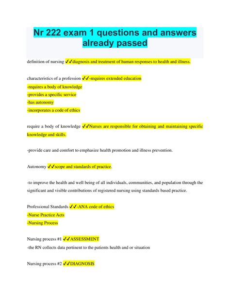 Nr 222 Exam 1 Questions And Answers Already Passed Browsegrades