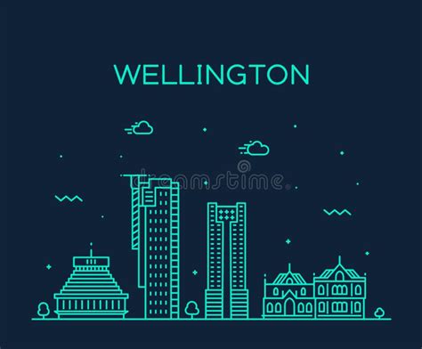 Wellington City Skyline New Zealand Vector Linear Stock Vector ...