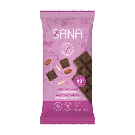 Barre Chocolat E Lait Amandes Sal Es Sana Aliments Du Qu Bec