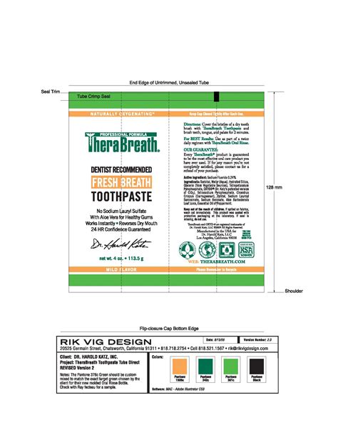 THERABREATH TOOTHPASTE (gel, dentifrice) 220 LABORATORIES INC