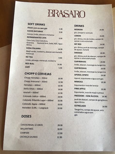 Brasaro Restaurante E Empório - Menu em Restaurante E Empório Brasaro, São Carlos
