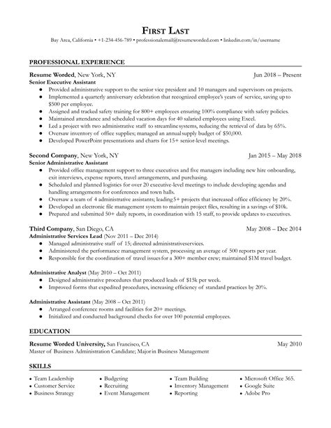 Executive Assistant Resume Examples 2024 Nevsa Adrianne