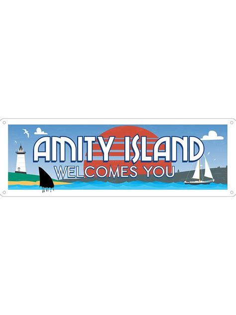 Amity Island Welcomes You Slim Tin Sign Grindstore Wholesale Amity