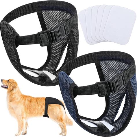 2 Pack Wiederverwendbare Hundewindeln mit 6 Hygienepad Waschbare für