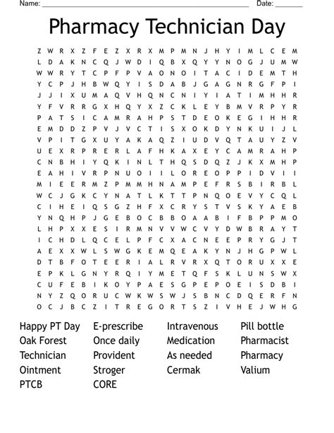 Pharmacy Word Search Printable