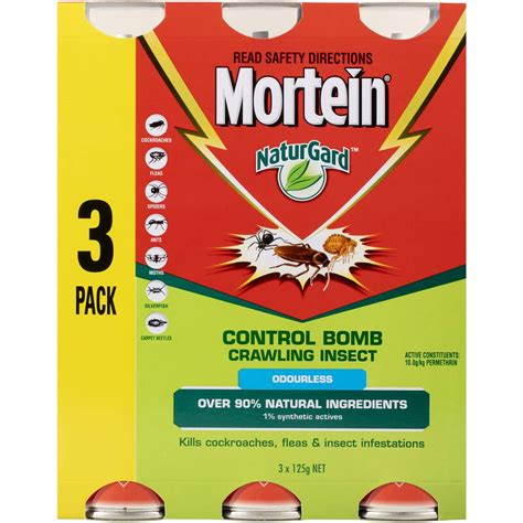 Mortein Essentials Control Bomb Crawling Insect Eucalpytus 3x125g ...