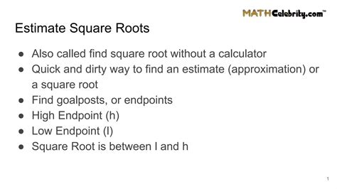 Estimate Square Root Calculator Ppt