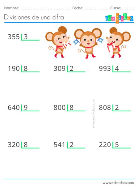 Divisiones Cuadernos para niños Ejercicios de divisiones