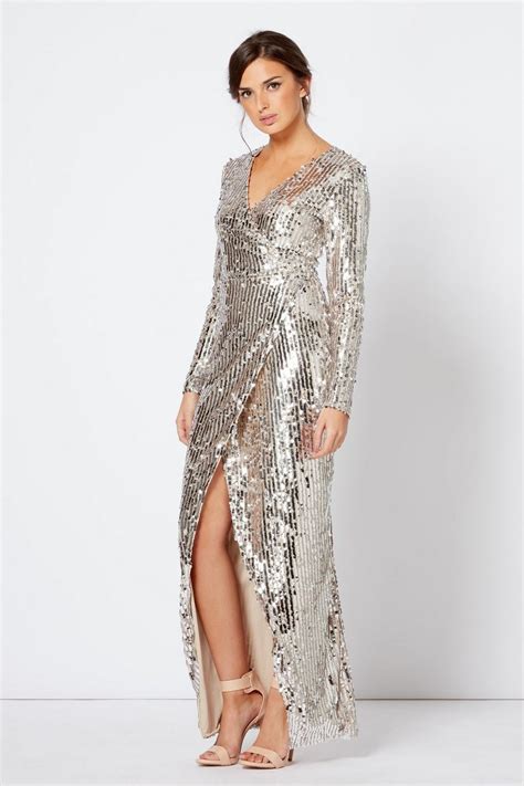 Sequin Wrap Dress By Club L London Topshop White Sequin Dress