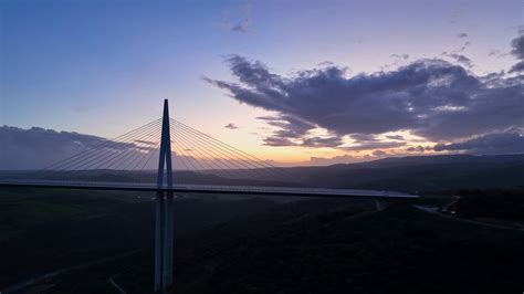 Aerial View Of Millau Viaduct At Night Stock Footage SBV-348477218 ...