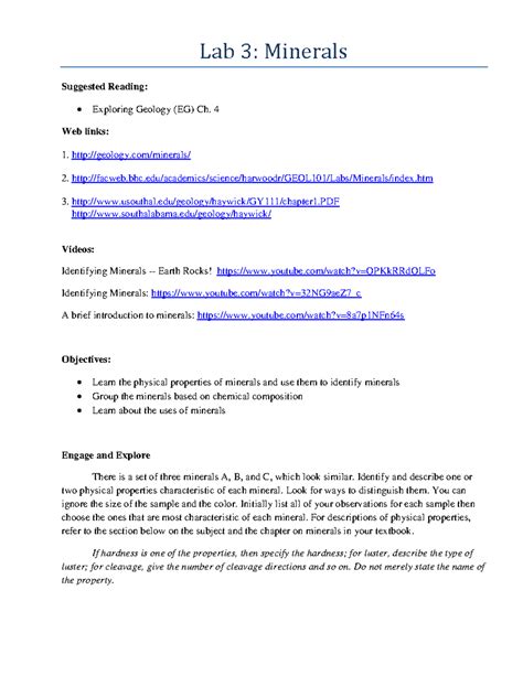 Mineral Identification Gizmo Answer Key Mineral Identification Gizmo