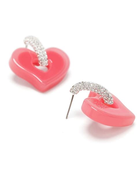 Bimba Y Lola Rhinestone Embellished Heart Earrings Farfetch