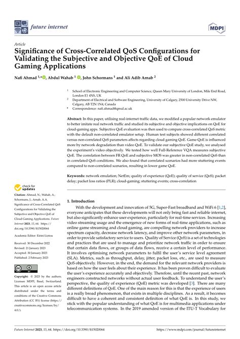 Pdf Significance Of Cross Correlated Qos Configurations For