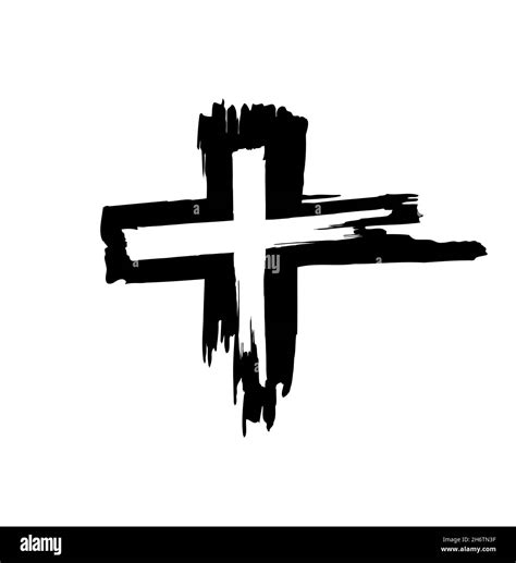 Hand Drawn Black Grunge Cross Icon Simple Christian Cross Sign Hand