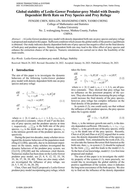 Pdf Global Stability Of Leslie Gower Predator Prey Model With Density