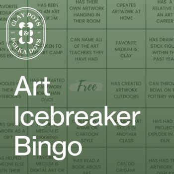 Art Icebreaker Bingo By Clay Pots And Polka Dots Tpt