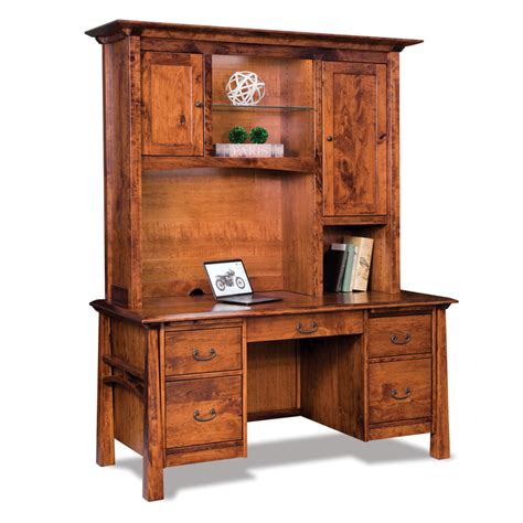 Artesa Double Pedestal Desk With Hutch Top Amish Furniture By