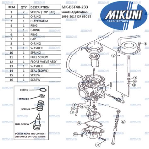 Mikuni Bst40 Dr650 Rebuild Kit Mk Bst40 233 Genuine Genuine Mikuni