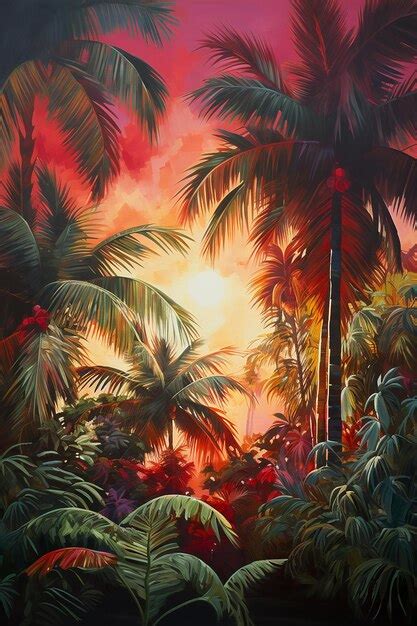 Premium Photo A Painting Of Palm Trees With The Word Palm