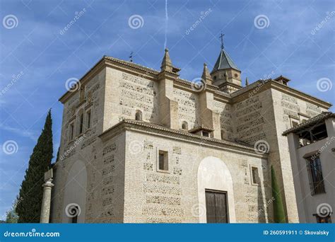 Exterior Of The Church Of Santa Maria De La Alhambra In Granada Stock