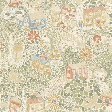 4111-63001 - Bygga Bo Neutral Woodland Village Wallpaper - by A-Street ...