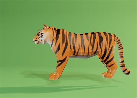 3D Model Low Poly Tiger VR AR Low Poly Rigged Animated CGTrader