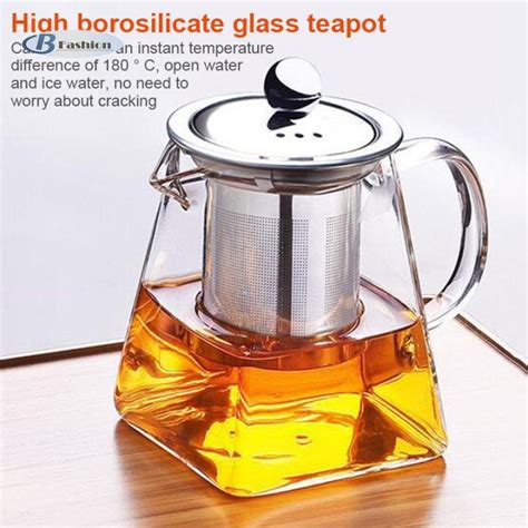 B F Heat Resistant Glass Teapot With Stainless Steel Strainer Filter