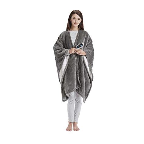 Beautyrest Ultra Soft Sherpa Berber Fleece Electric Poncho Wrap Blanket