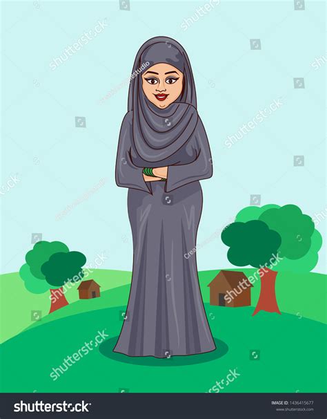 Indian Muslim Lady Cartoon Character Vector Stock Vector (Royalty Free) 1436415677 | Shutterstock