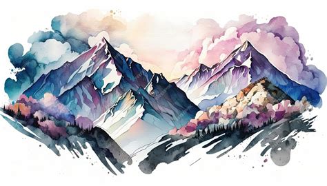 Premium AI Image | Watercolor mountains landscape