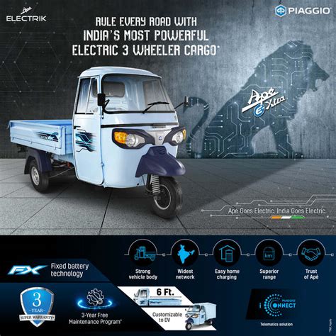 Piaggio Launches Ape Electric FX Passenger And Cargo Loader With EV