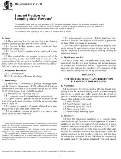 Astm B Standard Practices For Sampling Metal Powders Hot Sex Picture