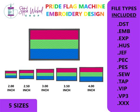 Polysexual Pride Flag Machine Embroidery Design Lgbtq Pride Flag Embr Stitch Wicked Shop