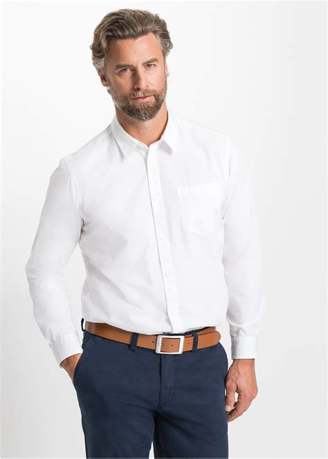 Chemise Manches Longues Homme Basique Avec Une Poche Poitrine Blanc