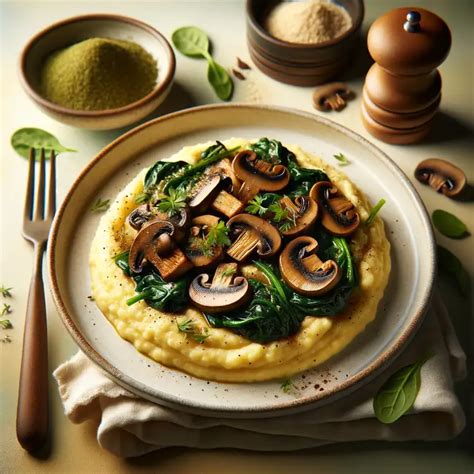 Cremige Vegane Polenta Mit Pilzen Und Spinat Rezept