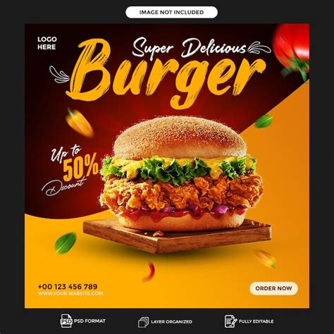 Premium Psd Psd Delicious Burger And Food Menu Instagram And Facebook