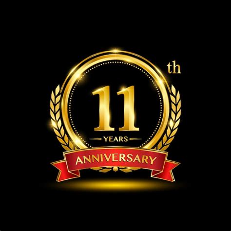 Premium Vector | 11th anniversary logo design with golden laurel wreath ...